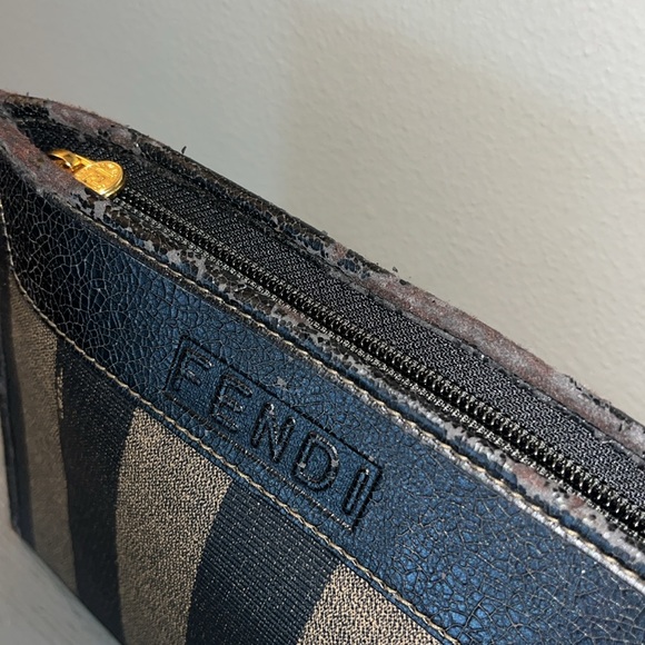 FENDI Pequin Zucca Zucchino Monogram Clutch/Pochette ( Big Size) Brown & Black - Picture 5 of 13